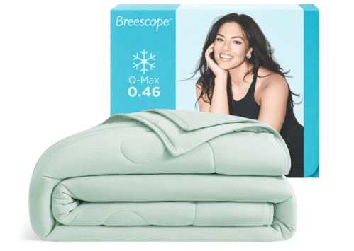 Breescape cooling comforter in seafoam green