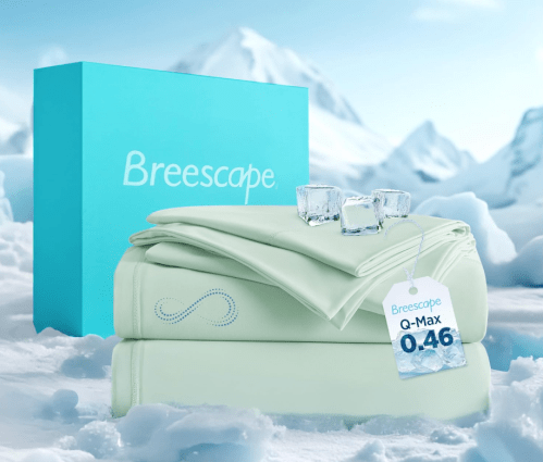 Breescape cooling sheets in seafoam green