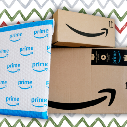 amazon boxes with a christmas background