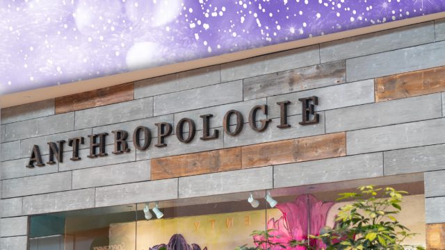 Anthropologie store with a purple background