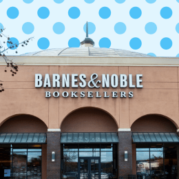 barnes and noble store with a blue polka dot background