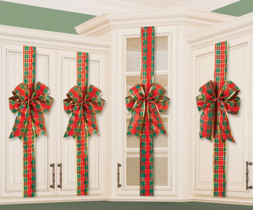 christmas cabinet ribbons