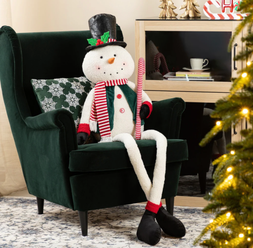 sitting snowman pillow