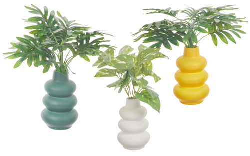 planters with faux plants