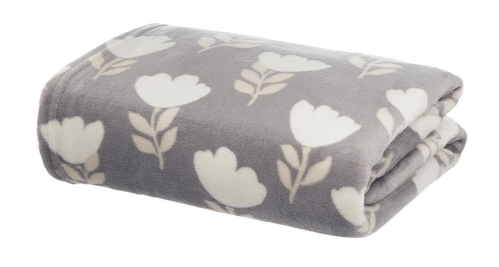 gray floral fleece blanket