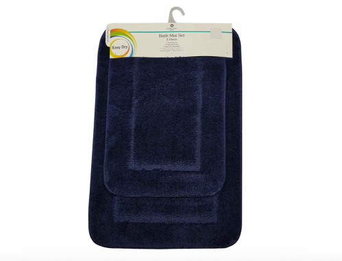 navy blue bath mat set