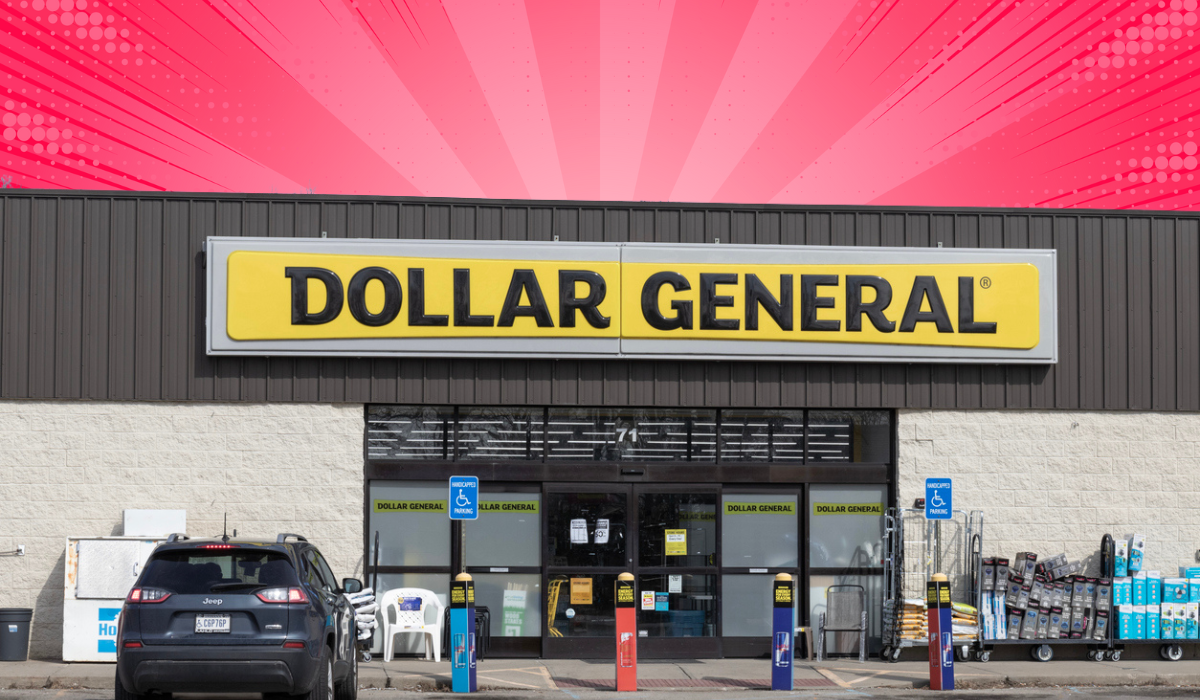dollar general store with a pink background