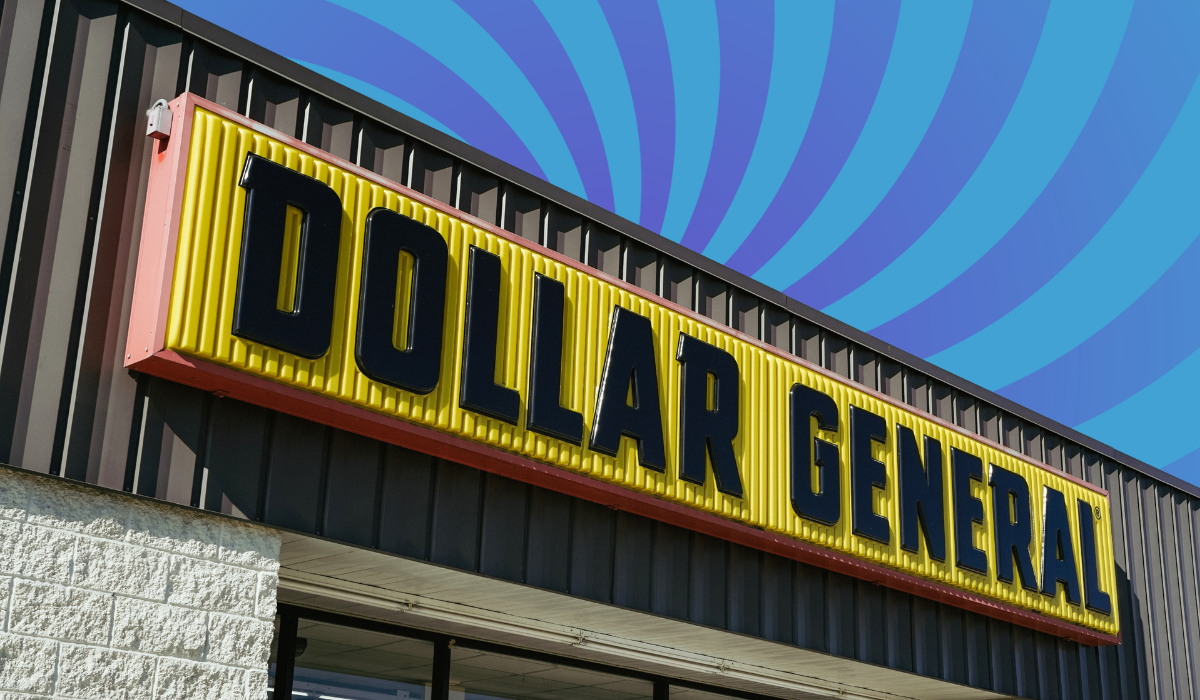 dollar general store with a blue swirl background