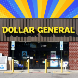 Dollar General store with a yellow and blue background