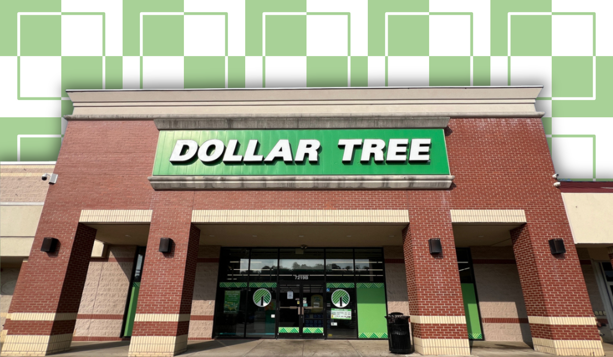 Dollar Tree store with a green and white background