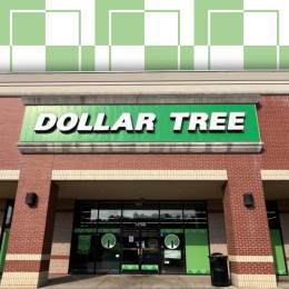 Dollar Tree store with a green and white background