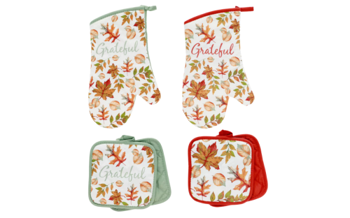 leaf pattern oven mitts and pot holders