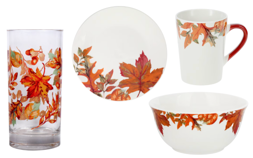 leaf pattern dishware