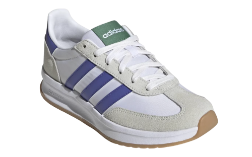 gray and blue adidas sneakers