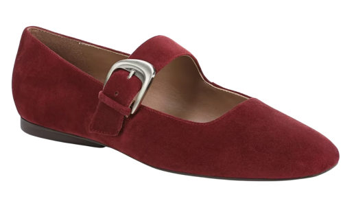 red suede mary jane shoes