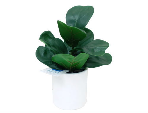 faux fiddle leaf plant in white pot