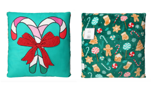 reversible christmas throw pillow