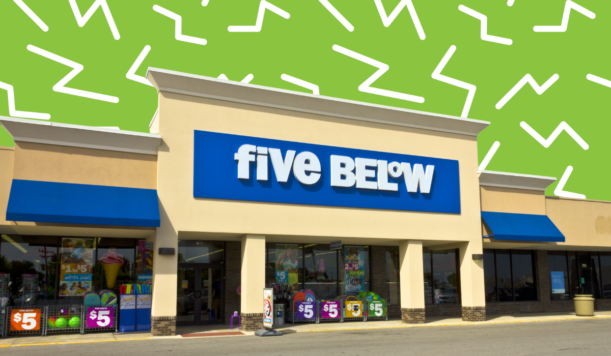 Five below store with a green background