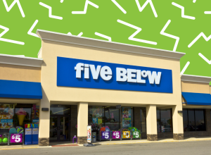 Five below store with a green background