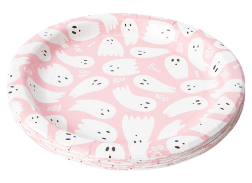 pink ghost paper plates