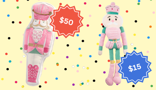 pink and green nutcracker pillows