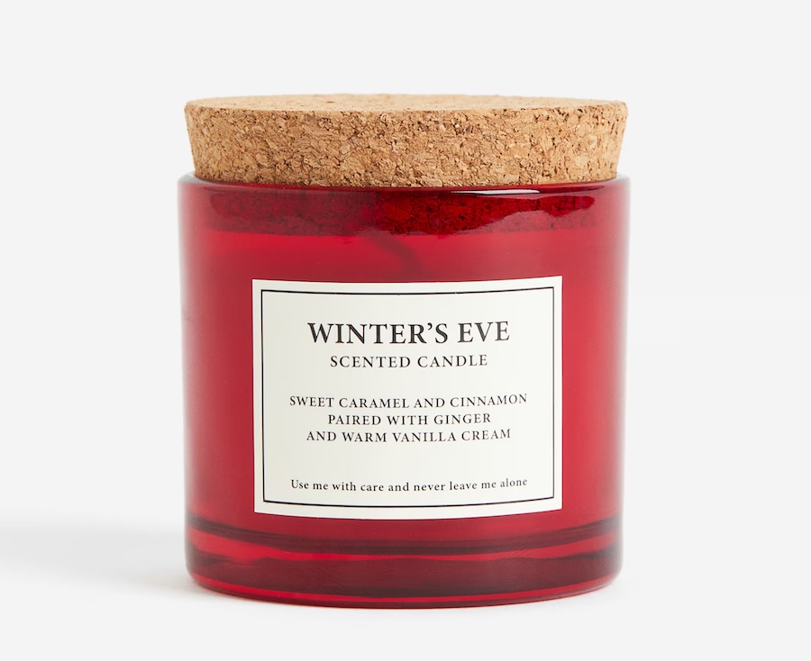 A red Winter's Eve scented candle