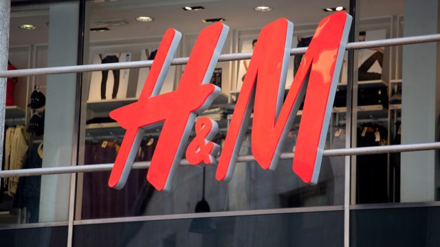 An H&M storefront sign