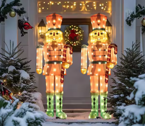 light-up pink nutcracker christmas decorations