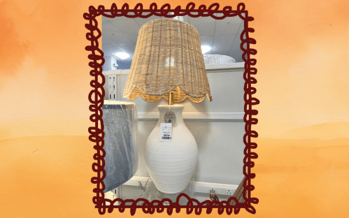 ceramic and rattan table lamp at HomeGoods