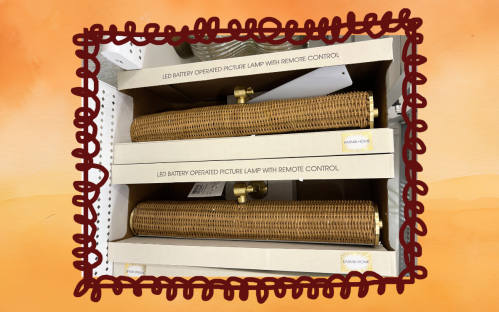 rattan picture lamps at HomeGoods