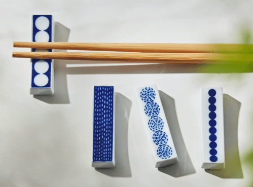 blue and white chopstick holders