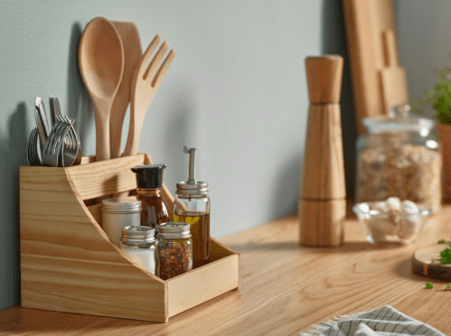 wooden kitchen utensil holder