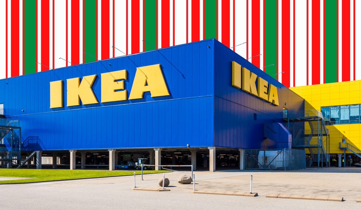 ikea store with a christmas background