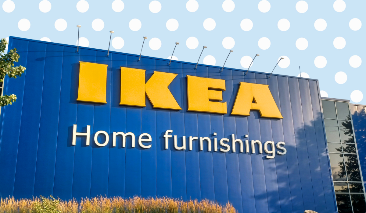 ikea store with a light blue background