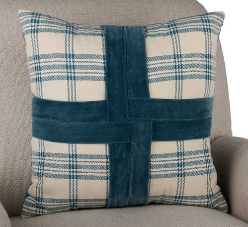 blue plaid pillow