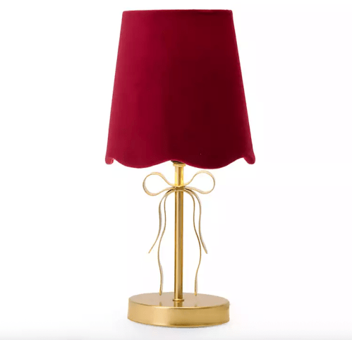 bow lamp with red shade