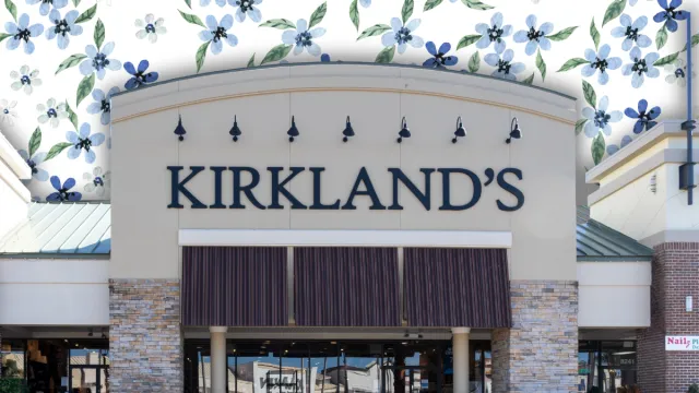 Kirkland's Home store with a blue floral background