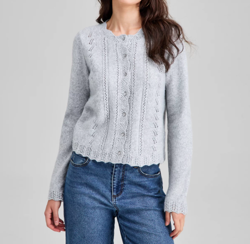 gray cardigan