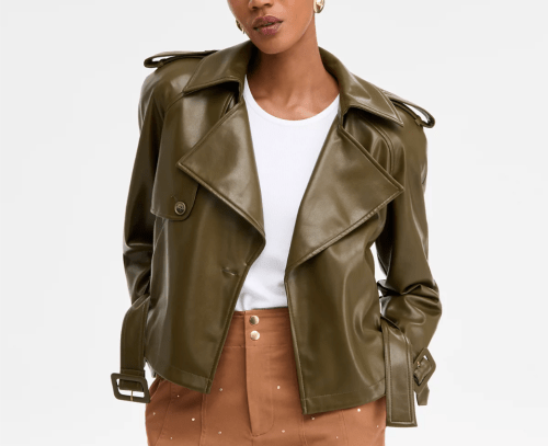olive green leather jacket