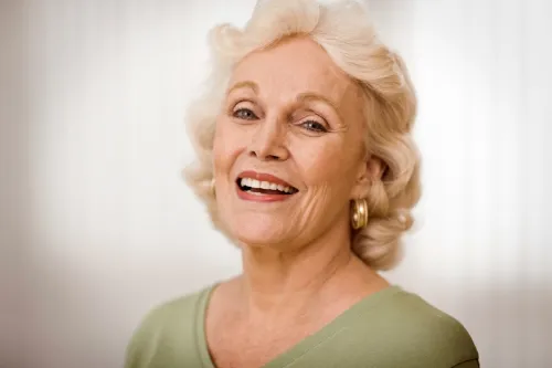 mature woman with tight curled hair