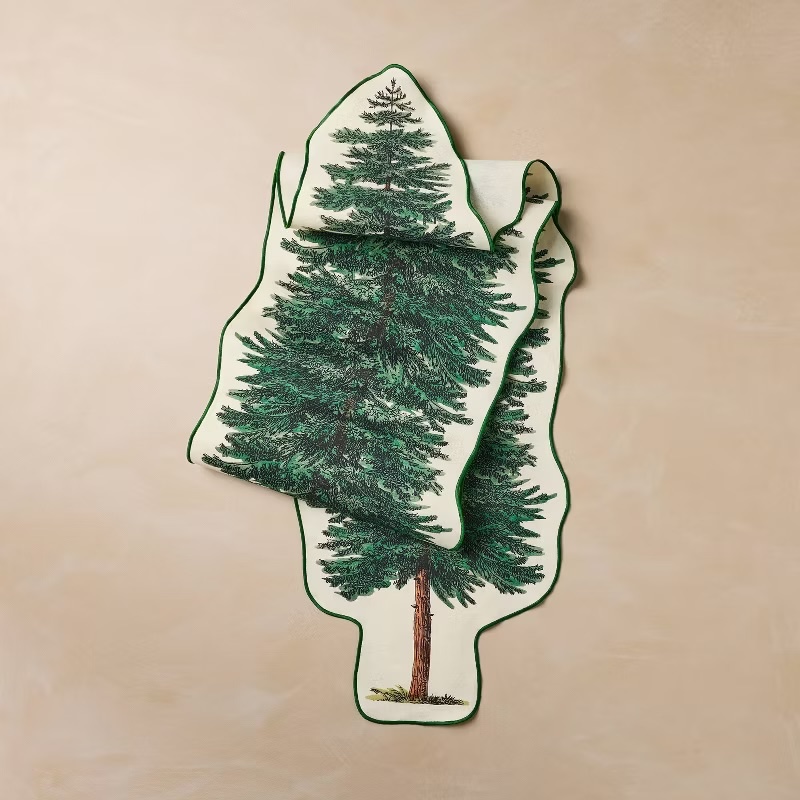 A Christmas tree table runner
