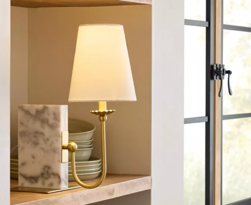 brass and marble book shelf light