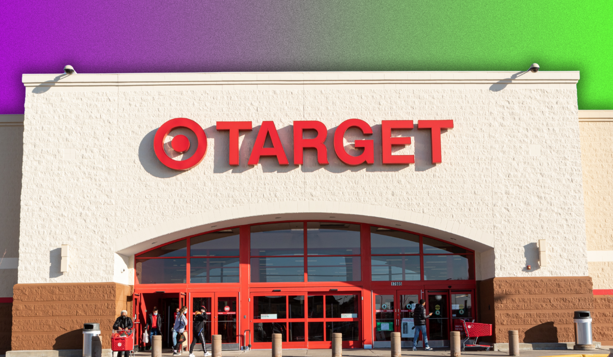 Target store with a green and purple background