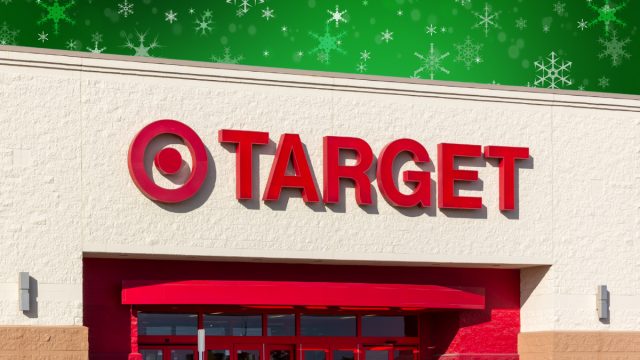 Target store with a green snowflake background