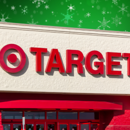 Target store with a green snowflake background
