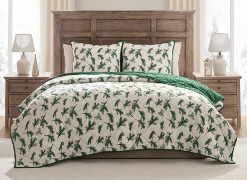 Christmas quilt on a bed