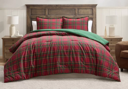 Christmas quilt on a bed