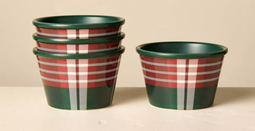 christmas plaid bowls