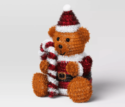 christmas tinsel teddy bear