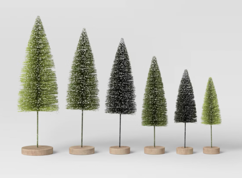 green bottle brush christmas trees